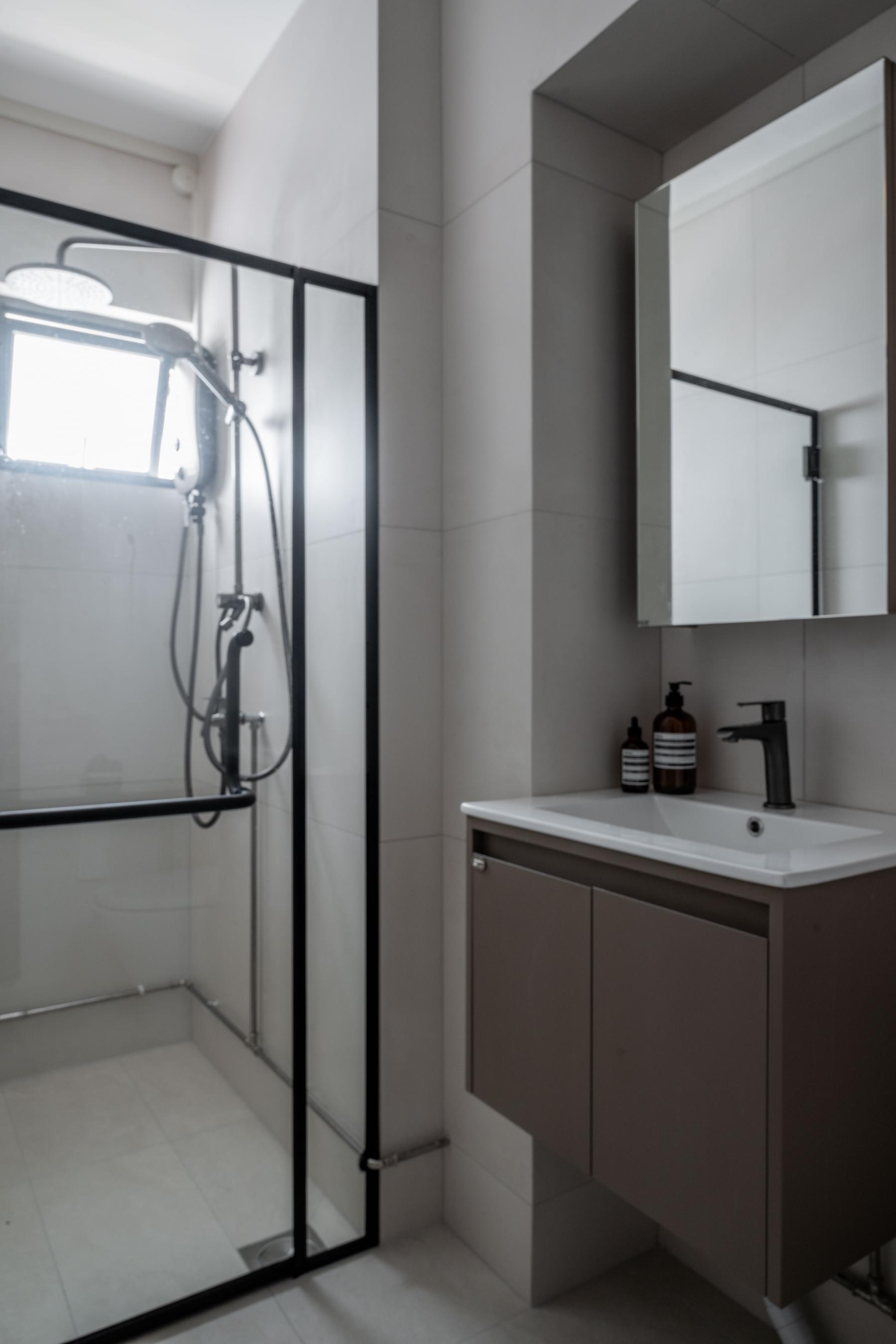 Contemporary Bathroom with Bathroom Sinks and Showers