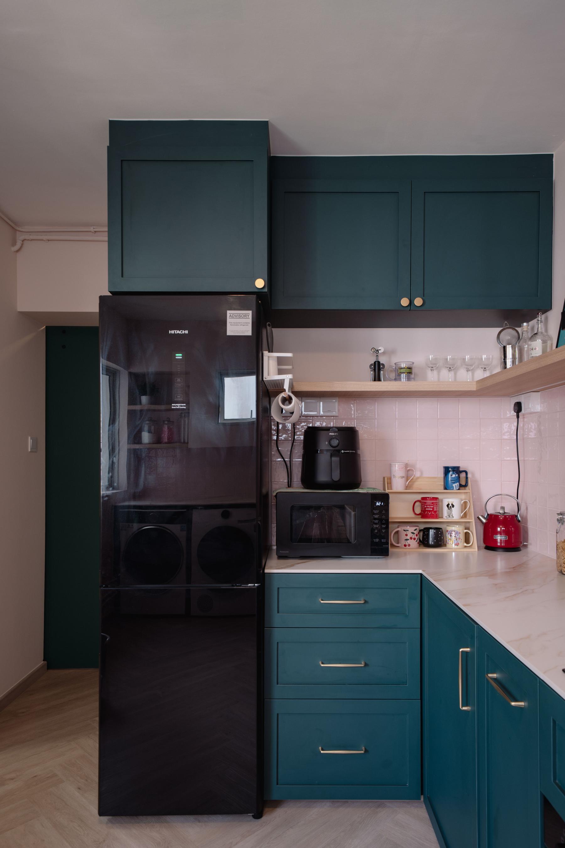 Country Kitchen with Countertop and Cupboard
