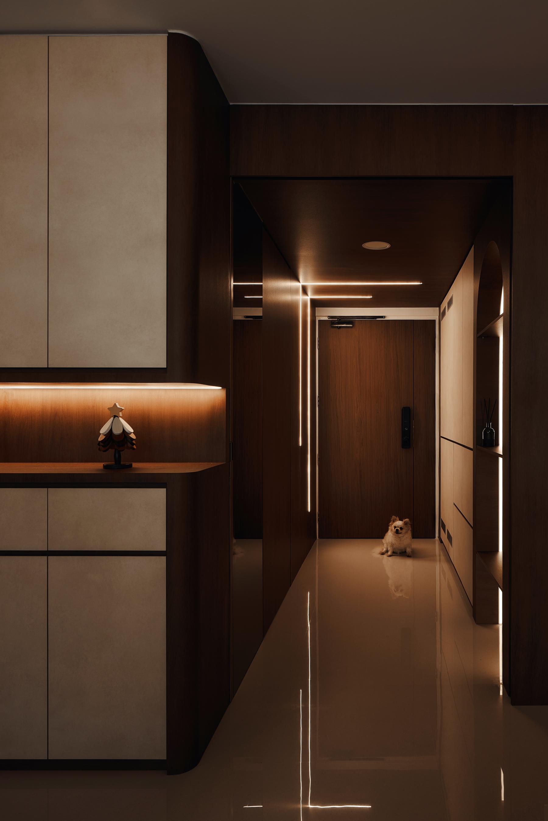 Contemporary Entryway with Shoe Cabinets and Doors