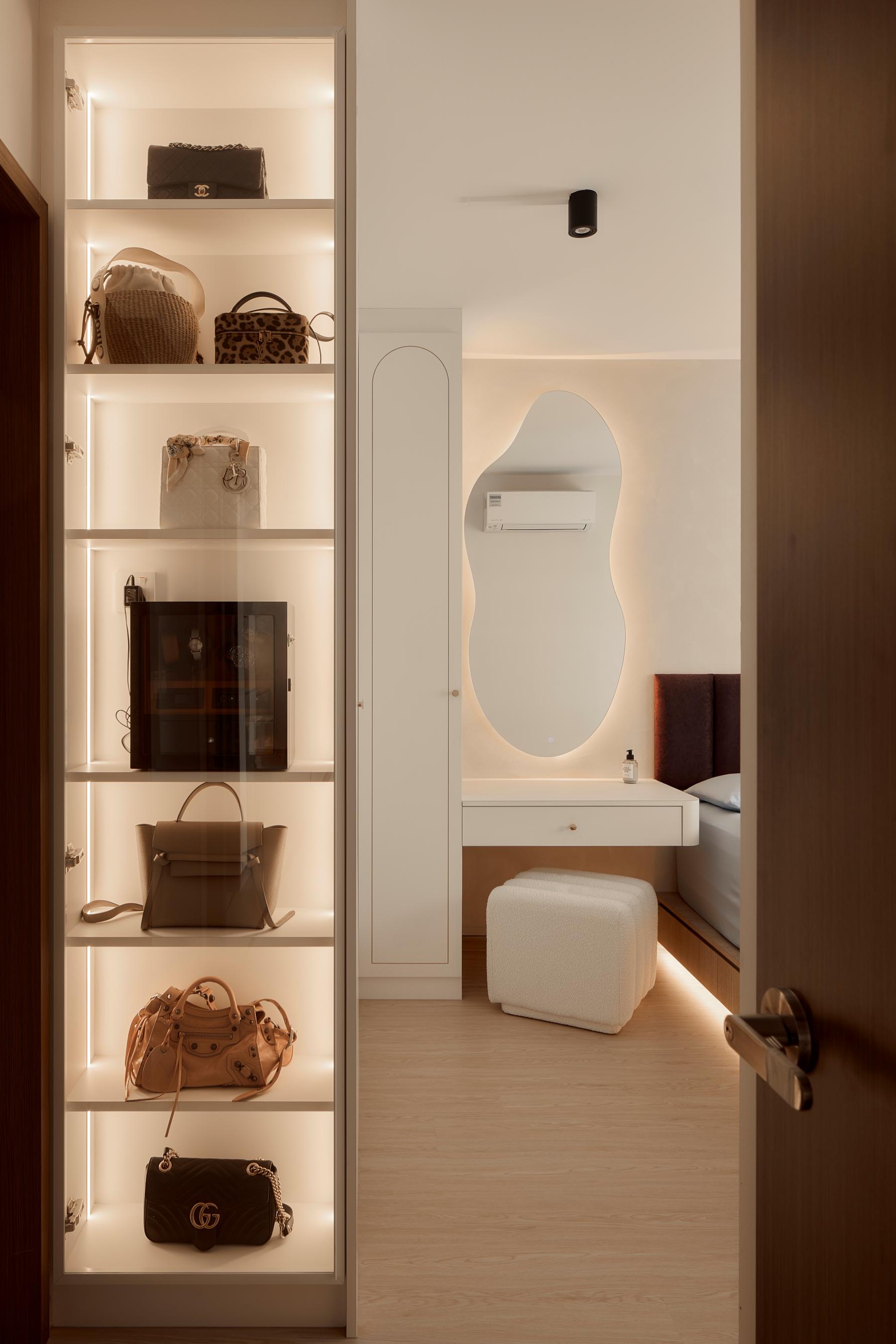 Scandinavian Bedroom with Wardrobe and Bedside Table