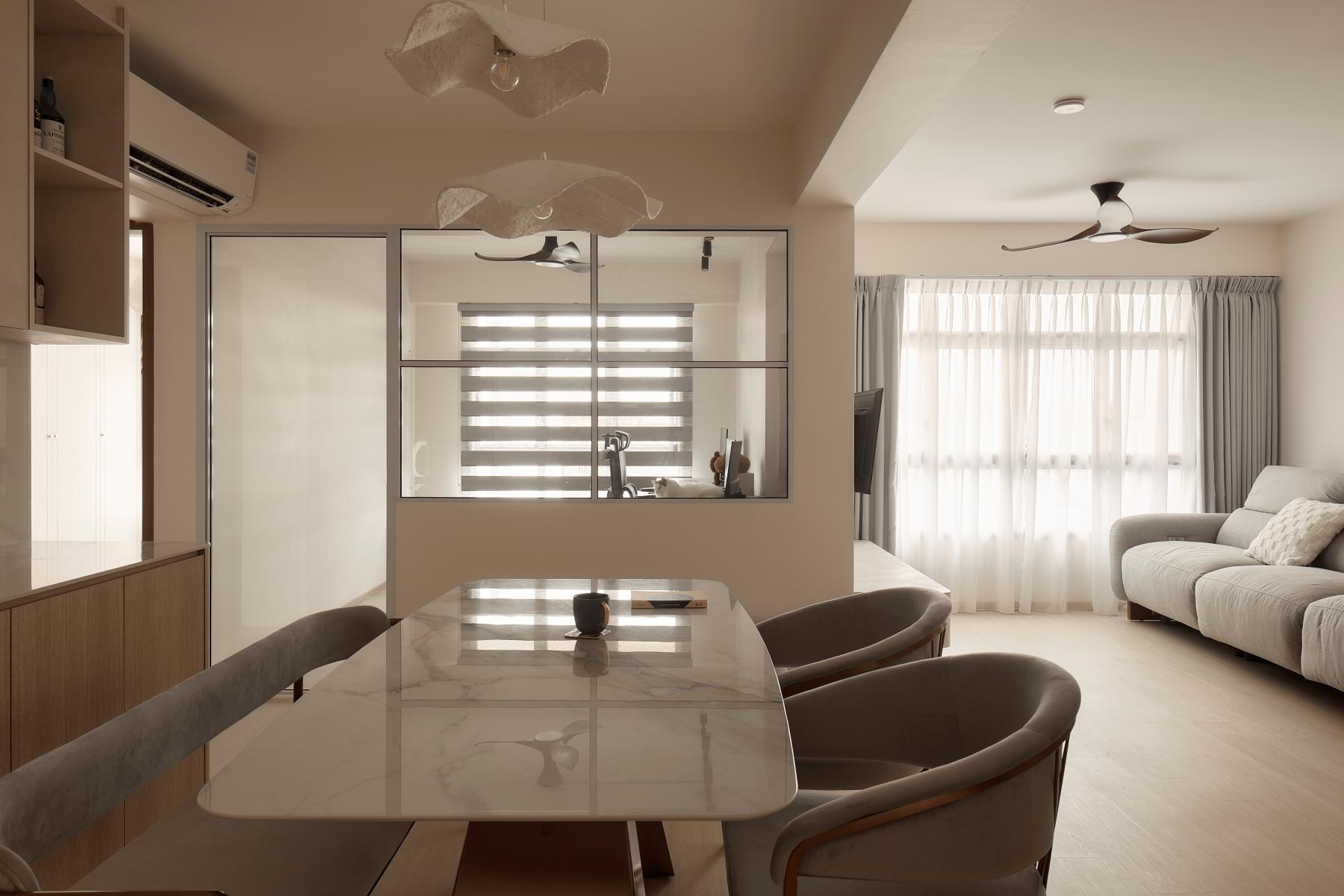 Scandinavian Office with Dining Table and Dining Chairs
