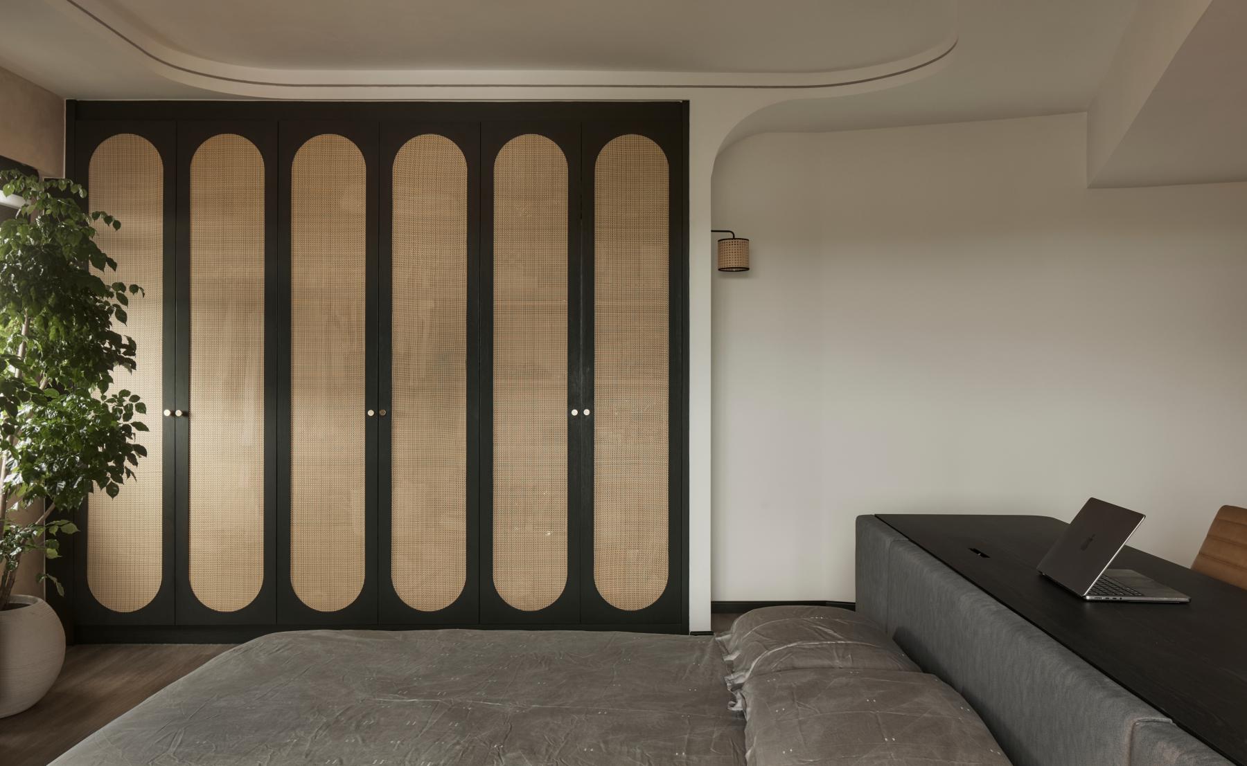 Asian Bedroom with Ceiling Light and Wardrobe