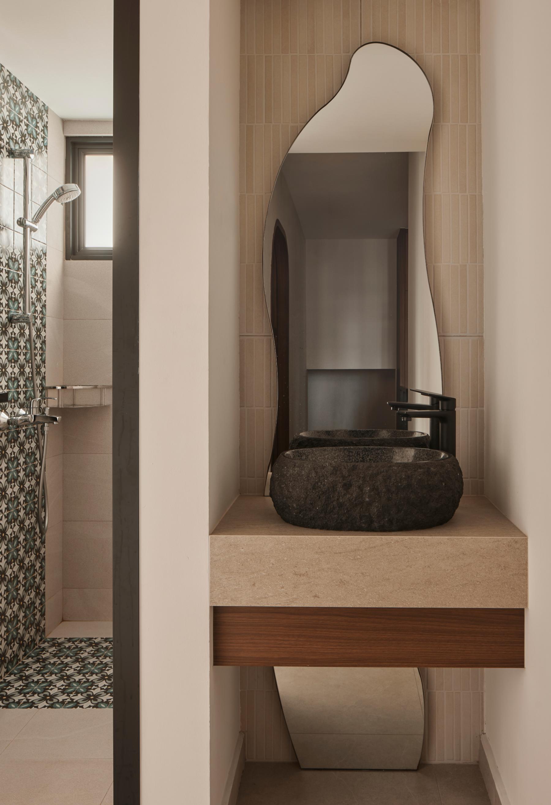 Asian Bathroom with Mirror and Bathroom Mirrors
