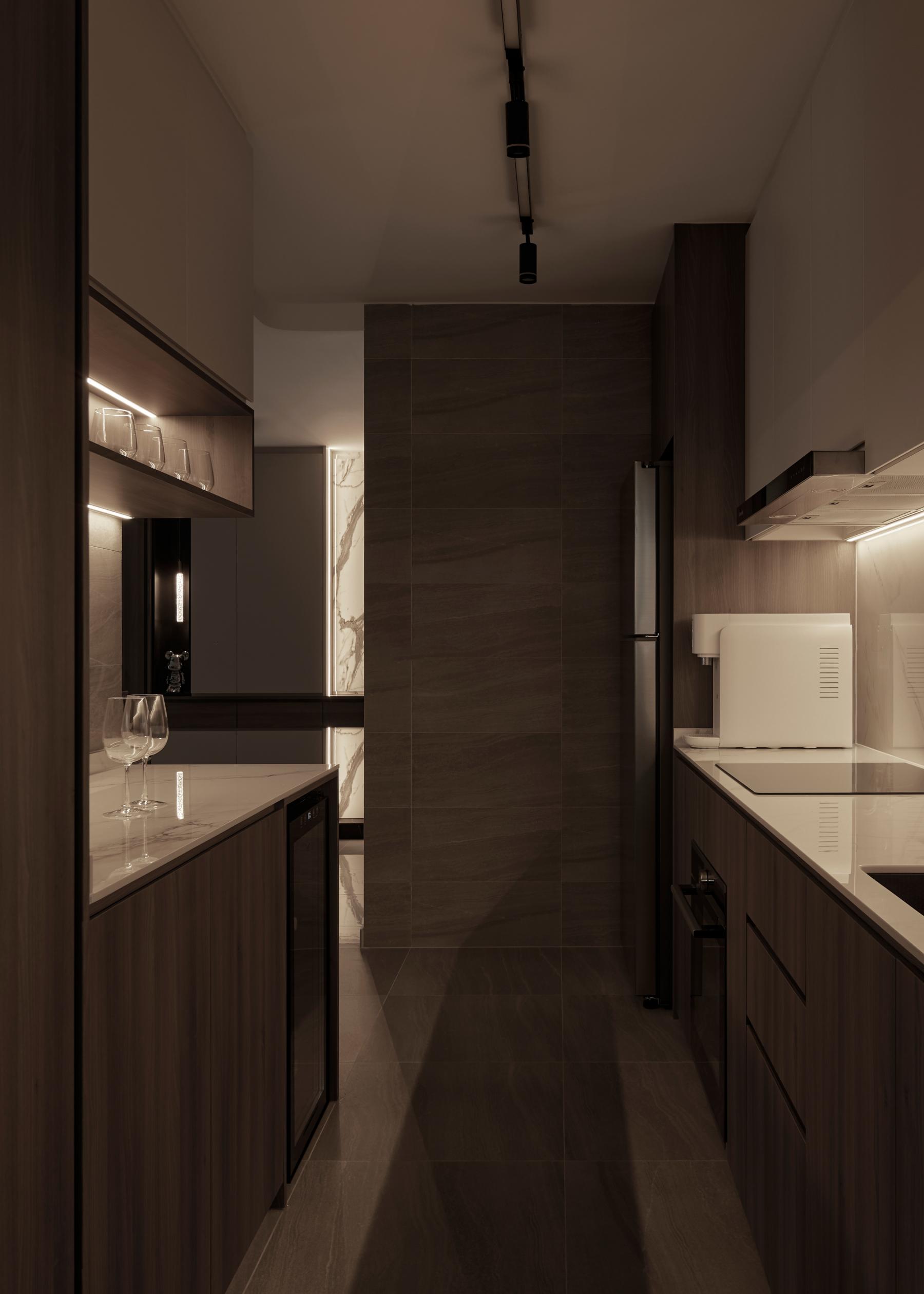 Contemporary Kitchen with Countertop and Kitchen Island