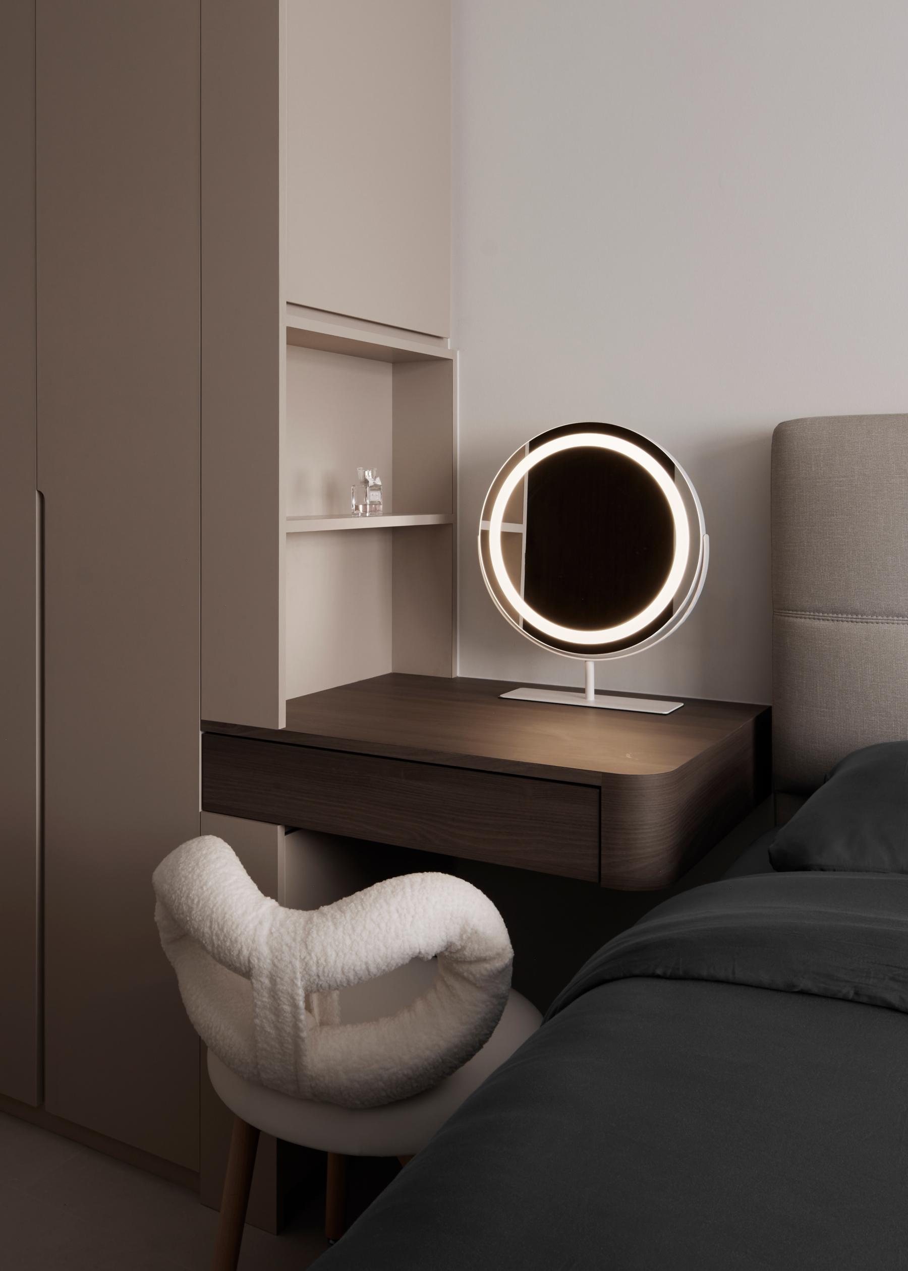 Contemporary Bedroom with Wood Flooring and Wardrobe