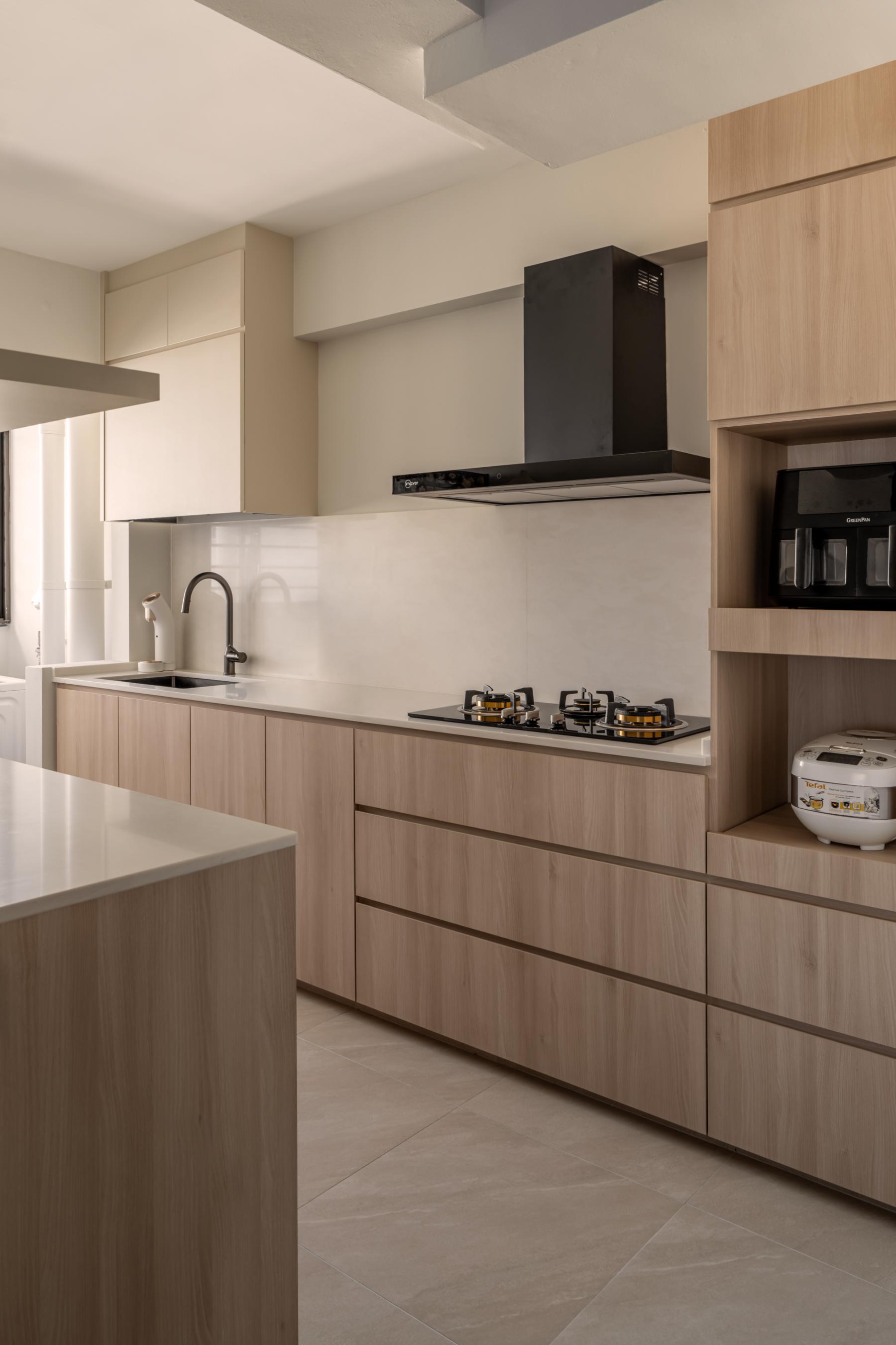 Scandinavian Kitchen with Countertop and Breakfast Counter