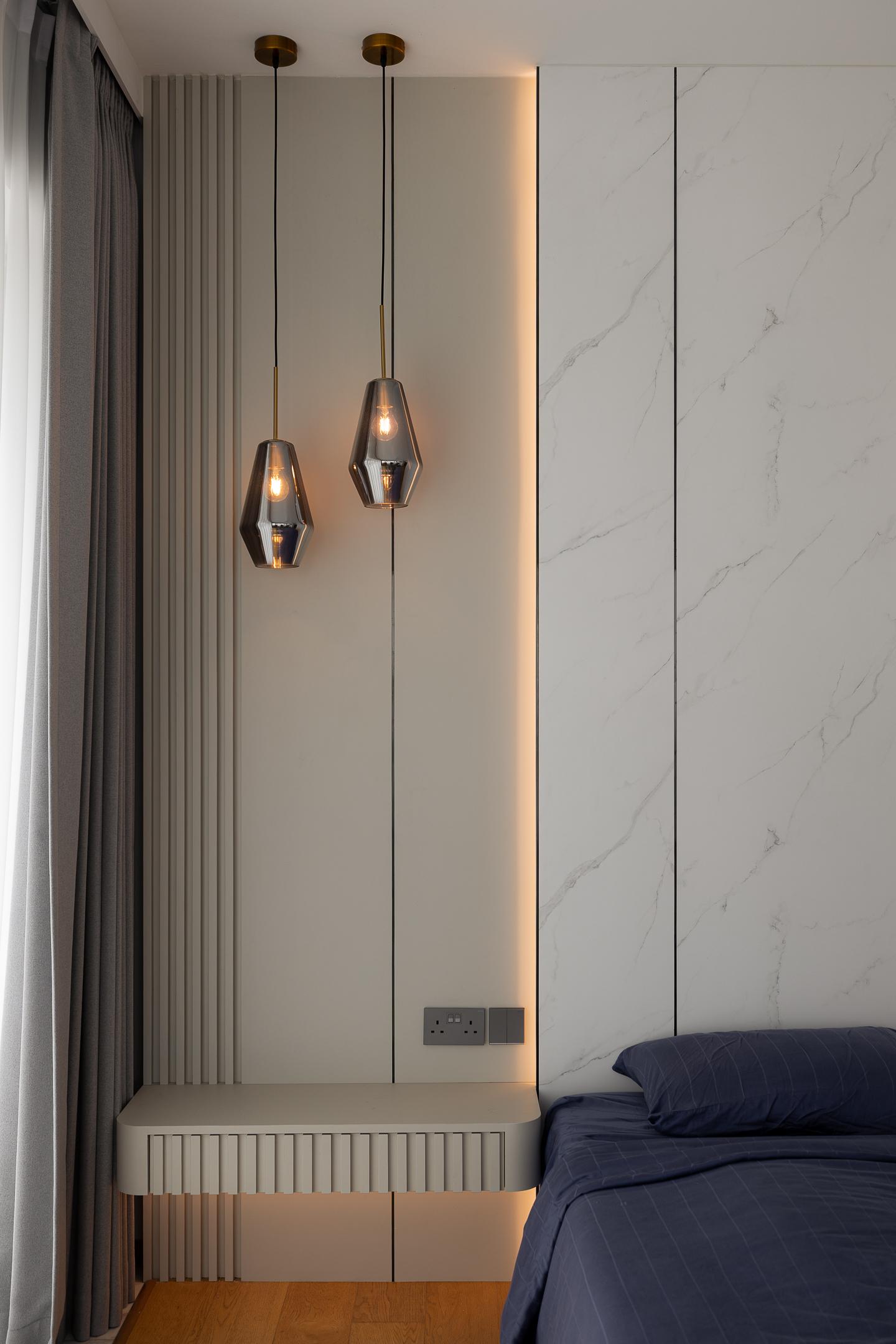 Contemporary Bedroom with Bedside Table and Lighting