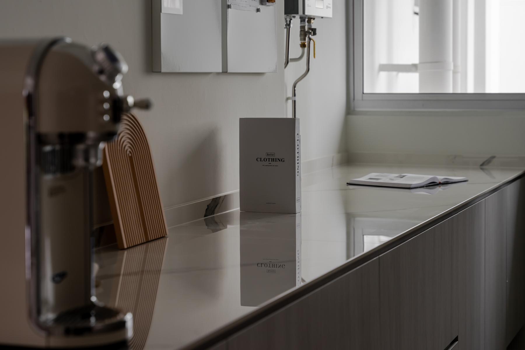 Contemporary Kitchen with Countertop and Cement Floor