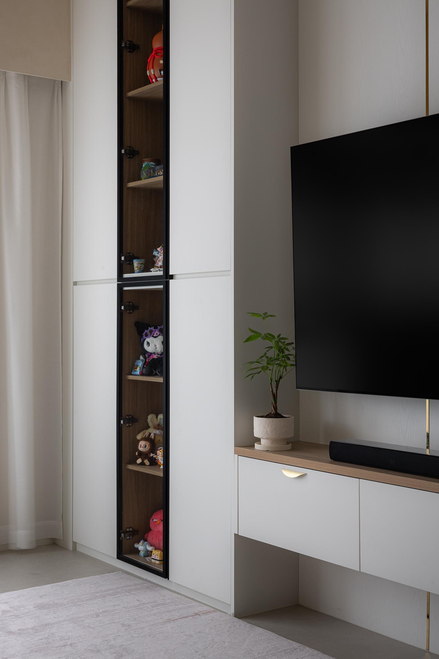 Scandinavian Living Room with TV Console and Carpet