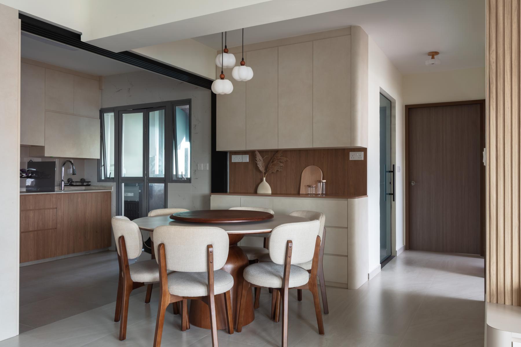 Scandinavian Kitchen with Vinyl Flooring and Open Kitchen