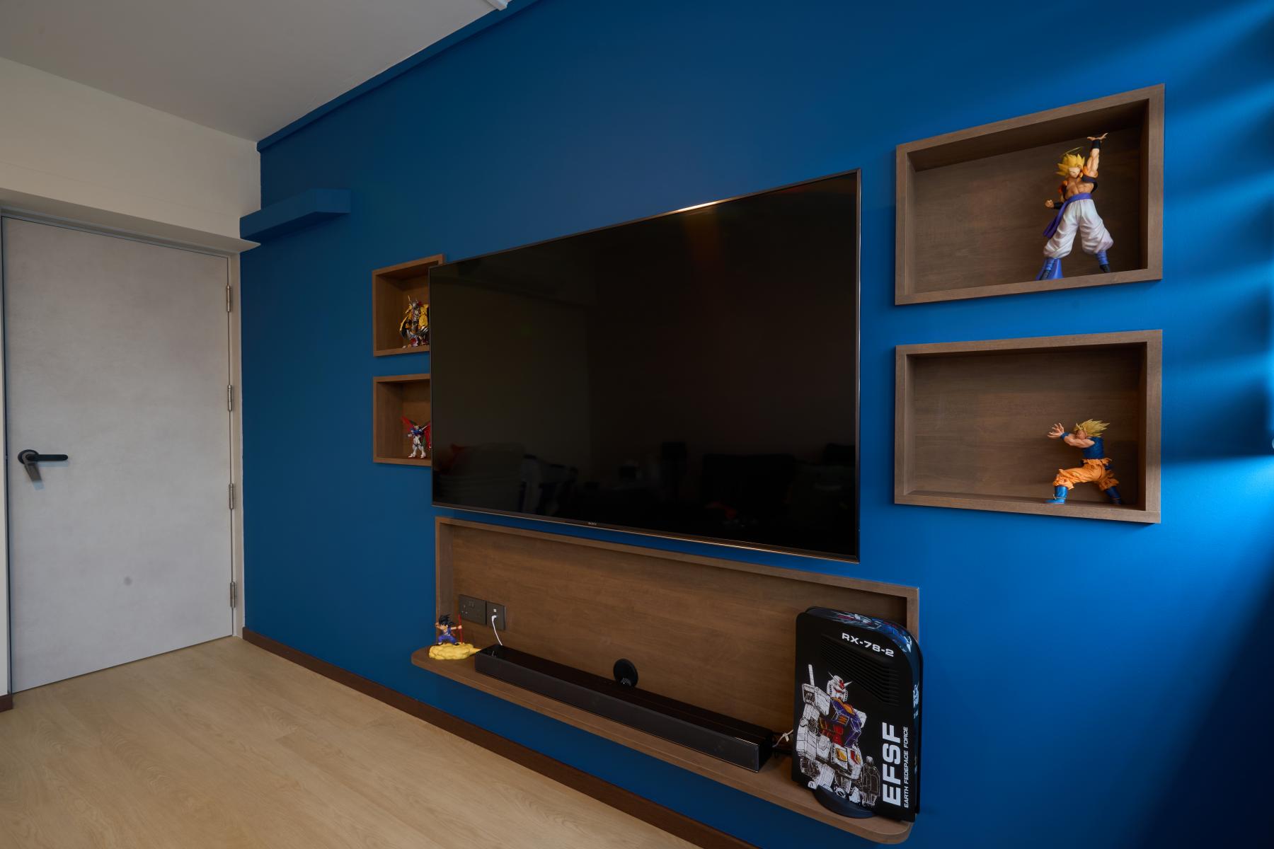 Minimalist Gaming Room with TV Console and TV
