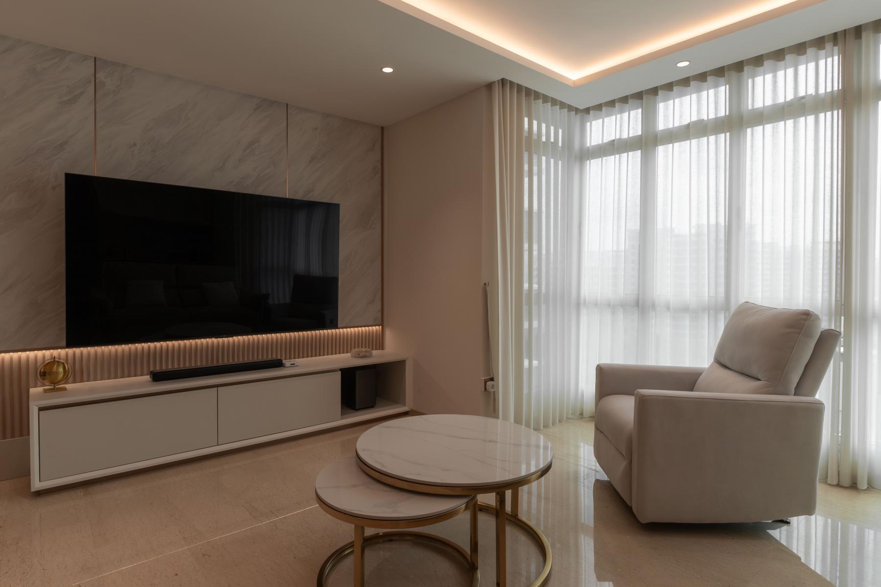Contemporary Living Room with TV Console and Sofa