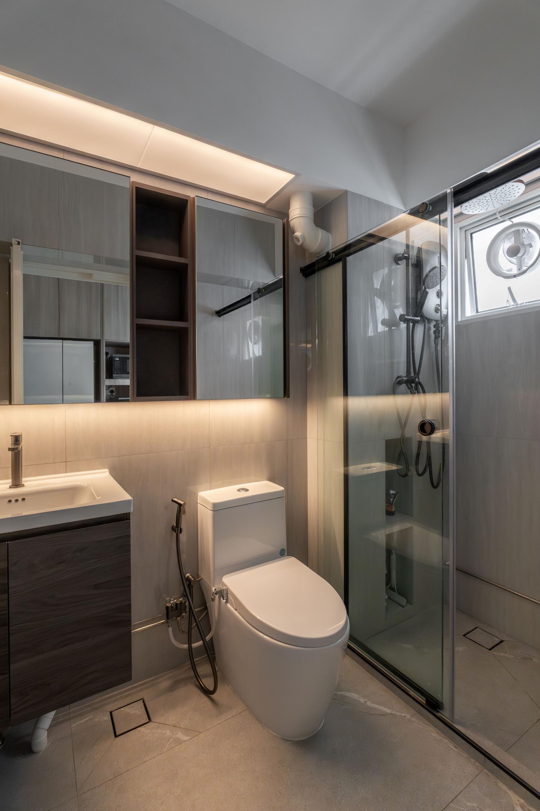 Contemporary Bathroom with Bathroom Accessories and Showers