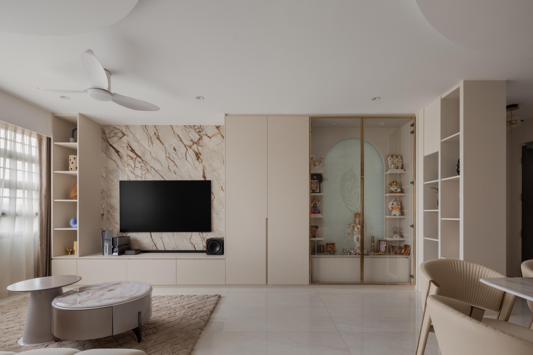 Modern Living Room with TV Console and Feature Wall