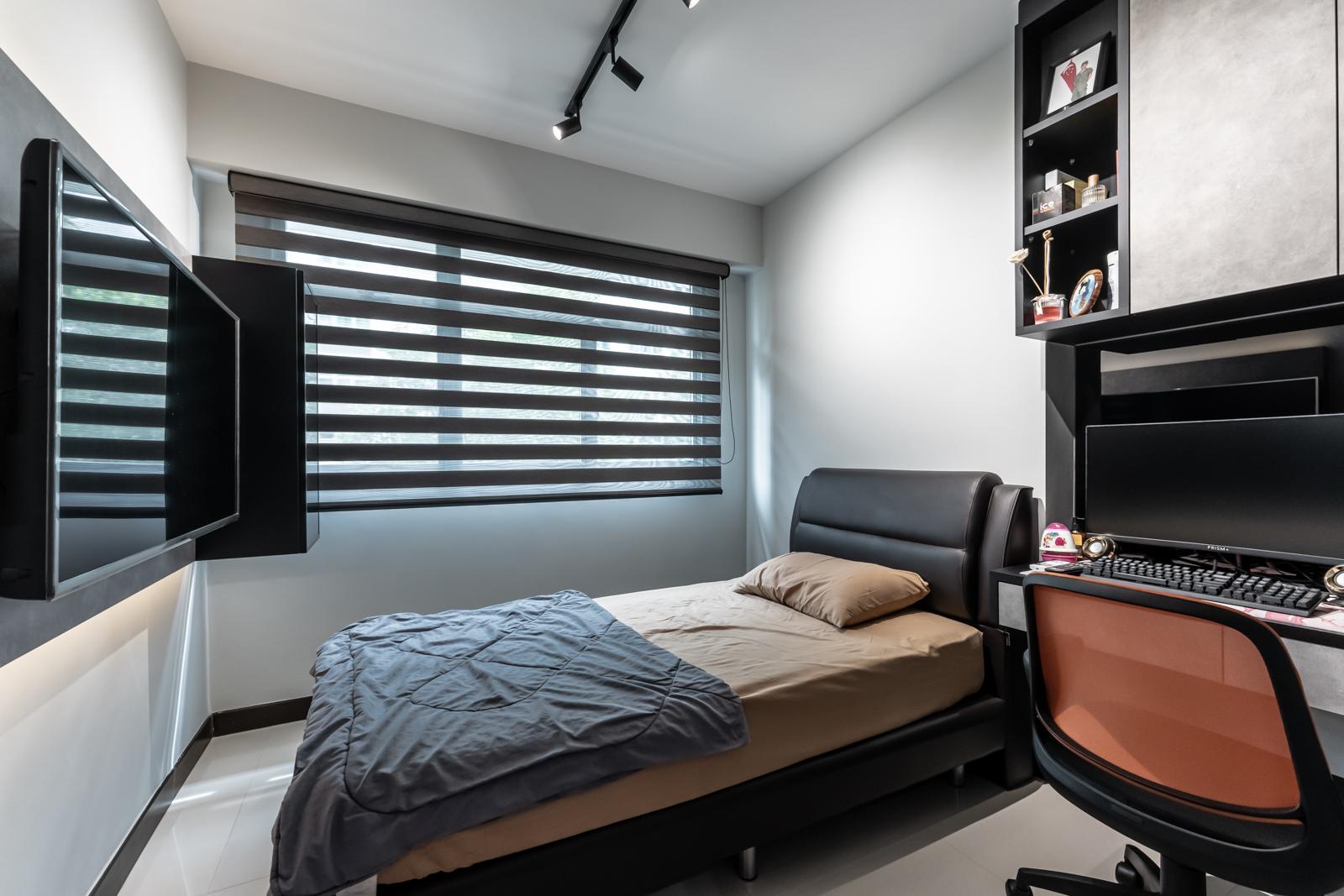 Modern Bedroom with Storage Cabinets and Queen Bed