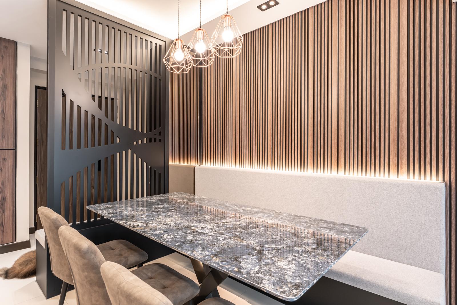 Modern Dining Room with Cove Lighting and Dining Table