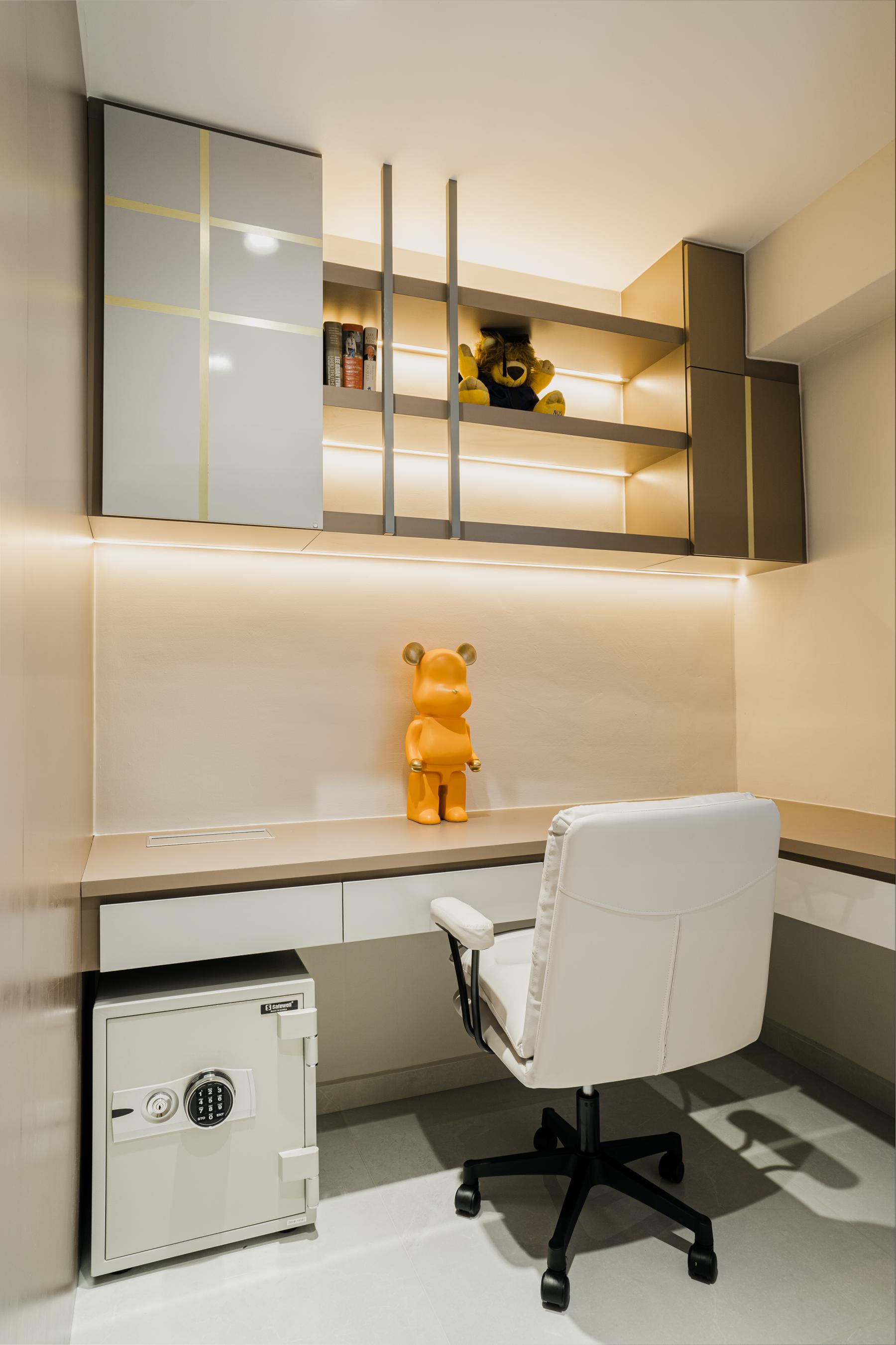 Contemporary Study with Bookshelf and Storage Cabinets