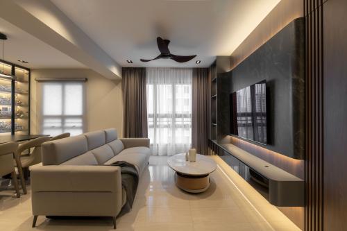 Contemporary Living Room at 4 Room HDB @ Tampines Green Jade