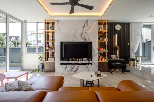 Modern Living Room at 3-Storey Semi-Detached