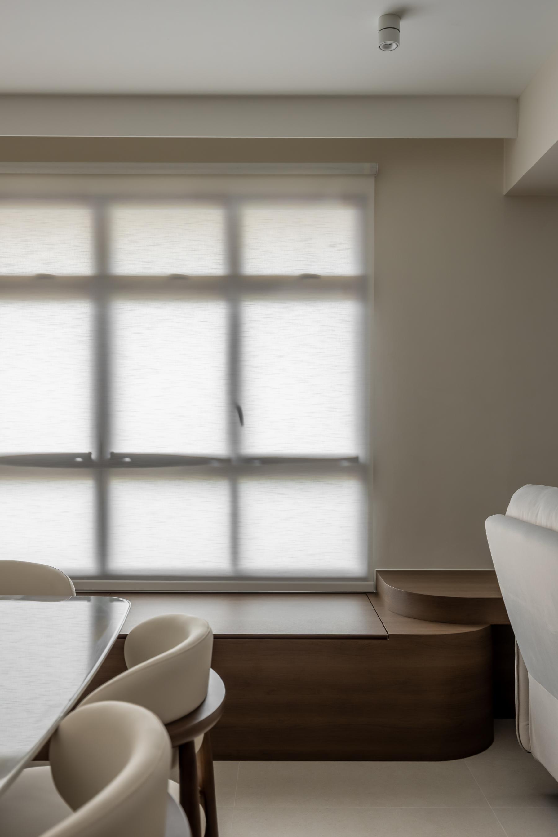 Minimalist Living Room with Dining Table and Dining Chairs