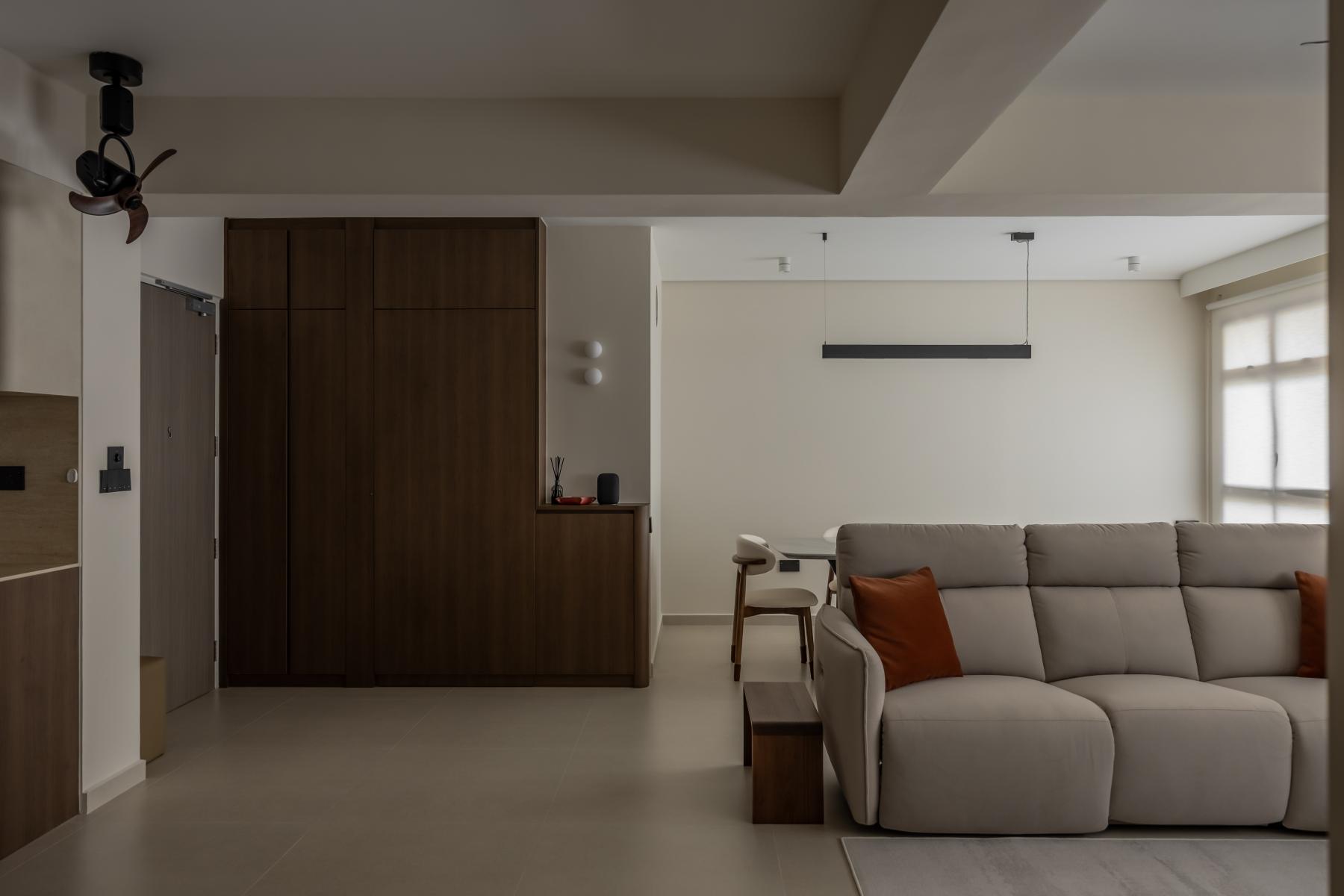 Minimalist Living Room with Vinyl Flooring and TV Console