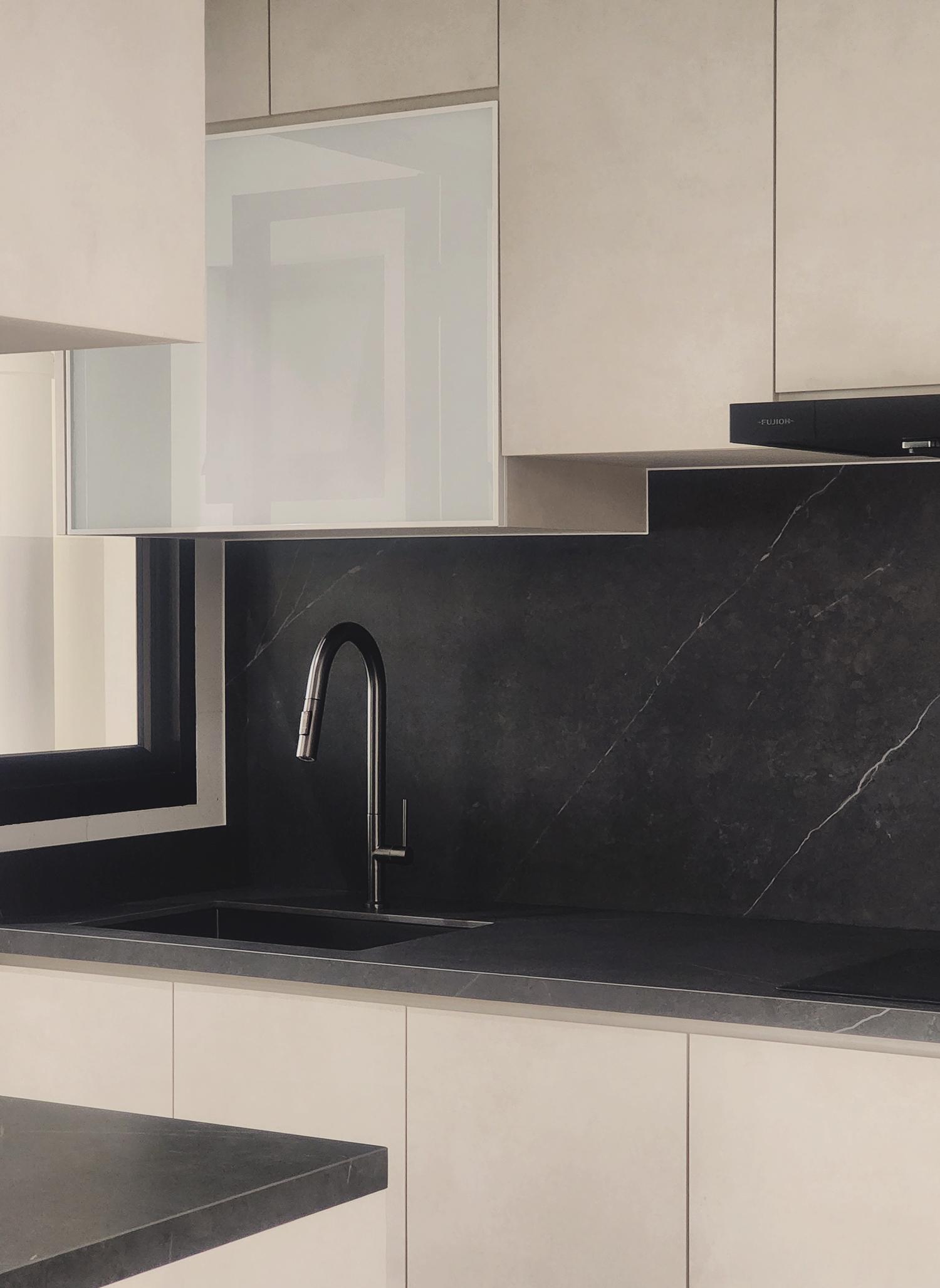 Minimalist Kitchen with Countertop and Kitchen Accessories