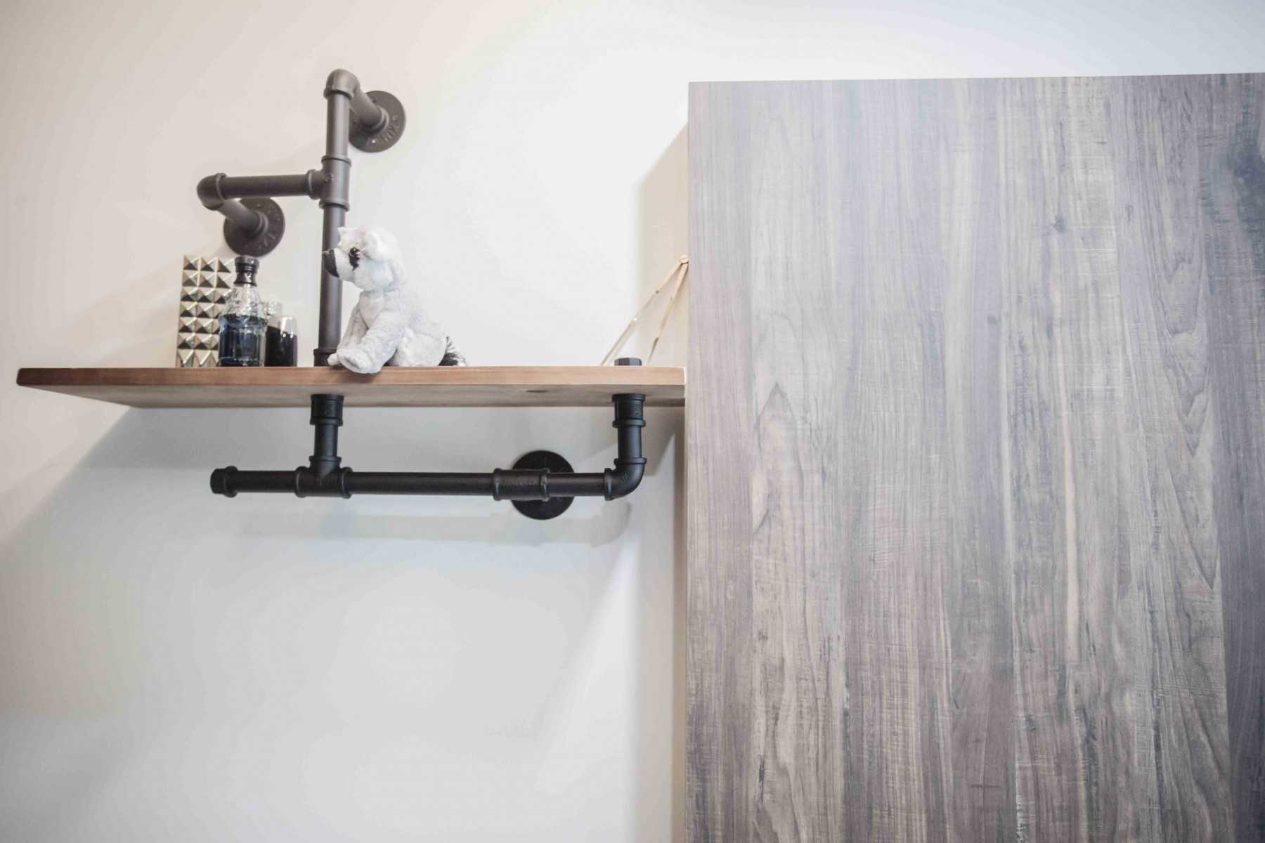 Contemporary Bedroom with Storage Cabinets and Shelving Units
