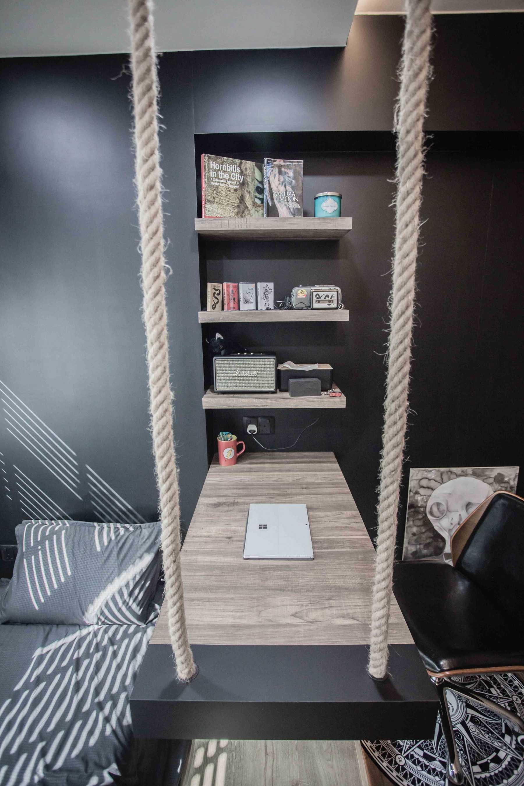 Contemporary Bedroom with Desk and Desk Chairs