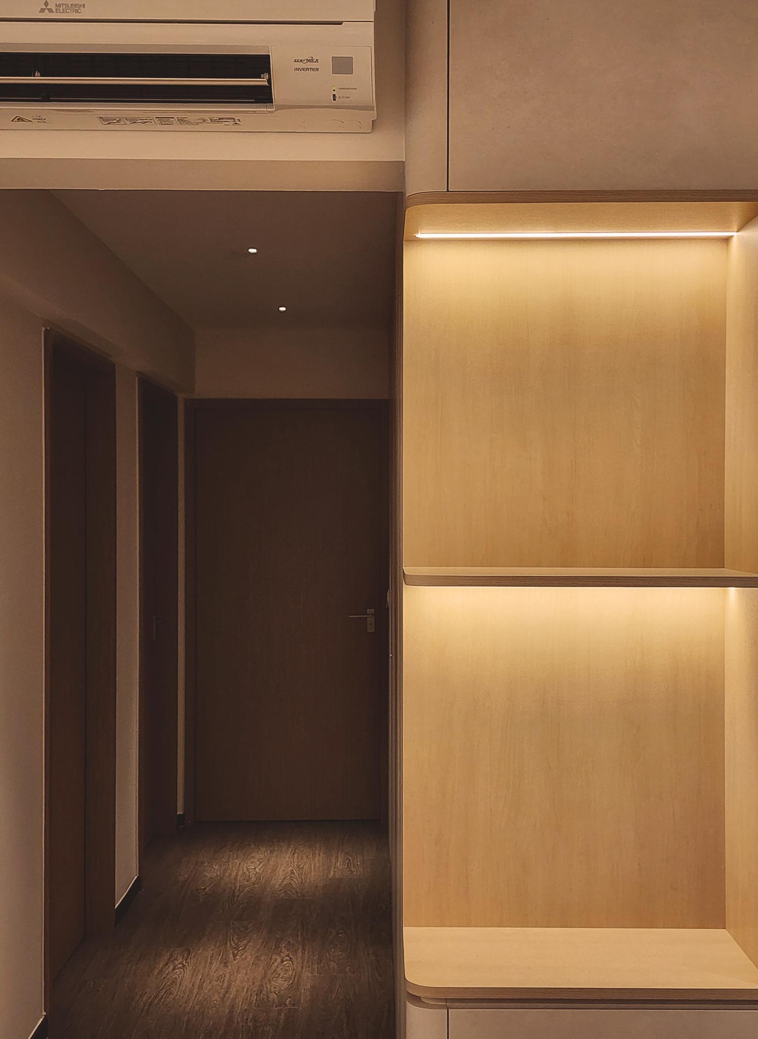 Minimalist Living Room with Vinyl Flooring and Feature Wall
