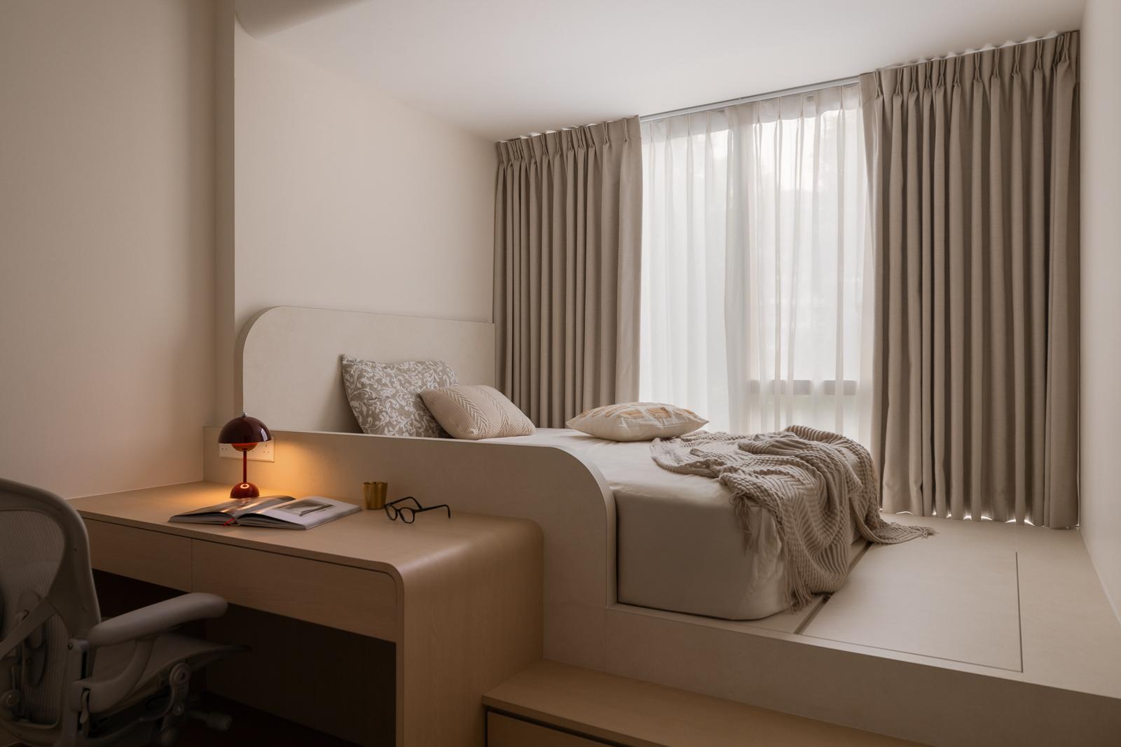 Modern Bedroom with Platform Bed and Built-in Bed