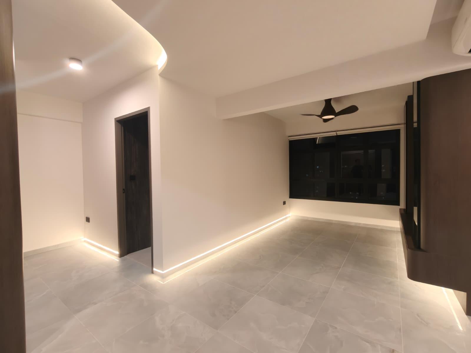 Modern Living Room with Cove Lighting and Lighting