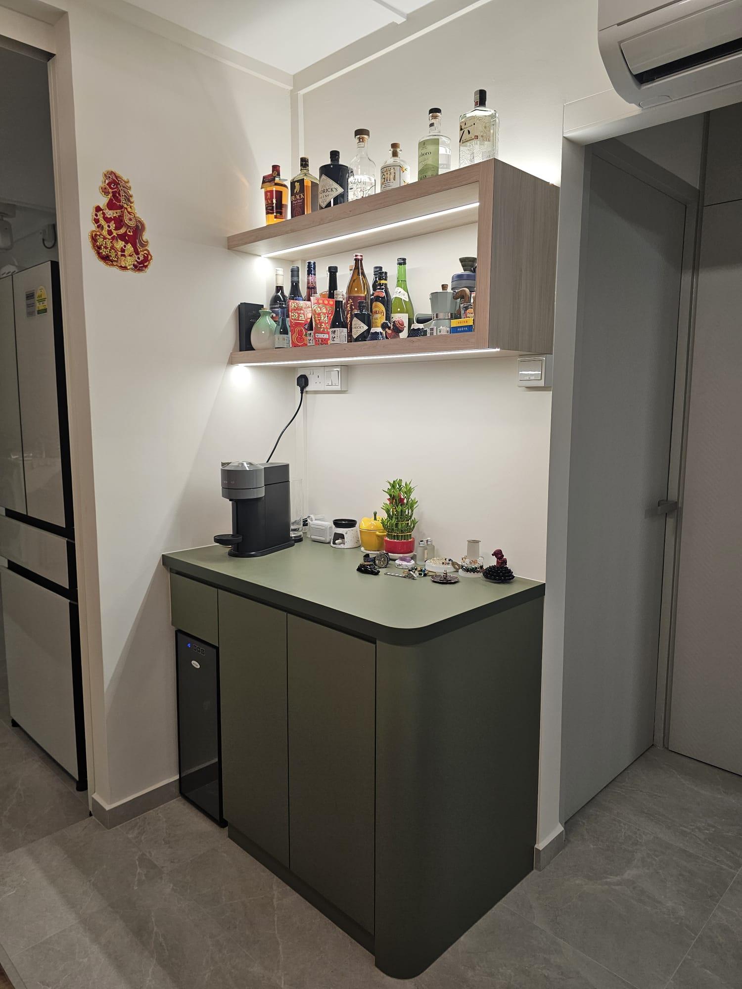 Minimalist Pantry with Shelving Units and Lighting
