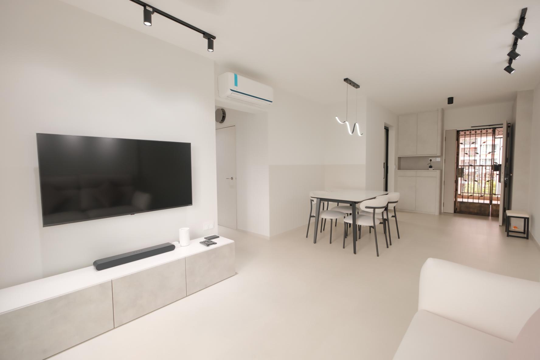 Minimalist Living Room with Vinyl Flooring and Sofa