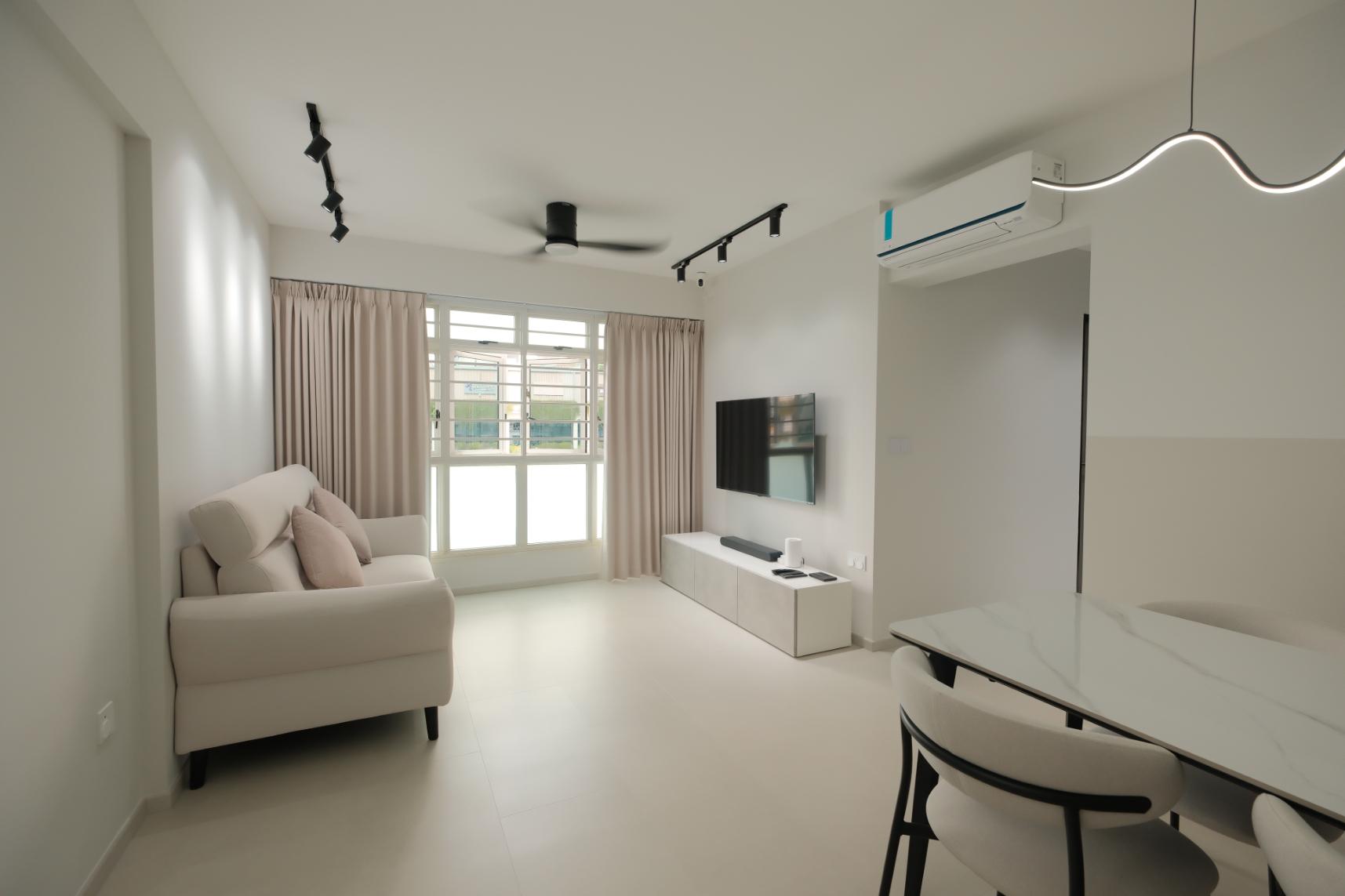 Minimalist Living Room with Vinyl Flooring and Sofa