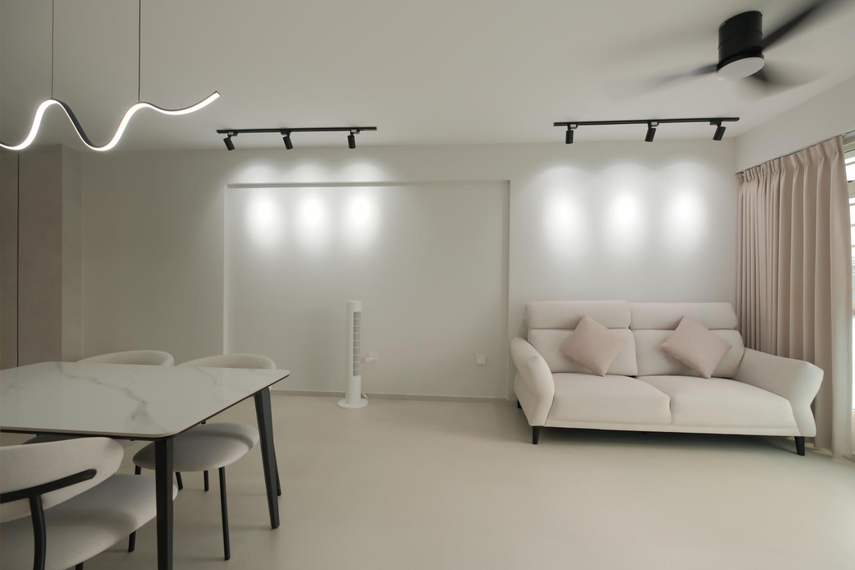Minimalist Living Room with Vinyl Flooring and Sofa