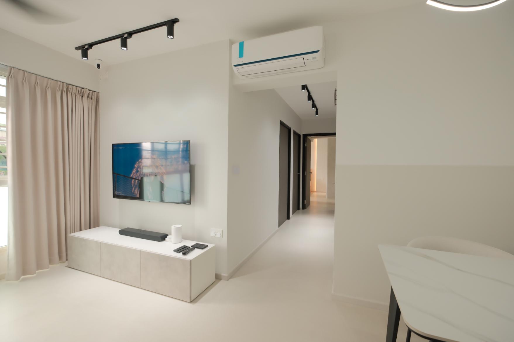 Minimalist Living Room with Vinyl Flooring and Sofa
