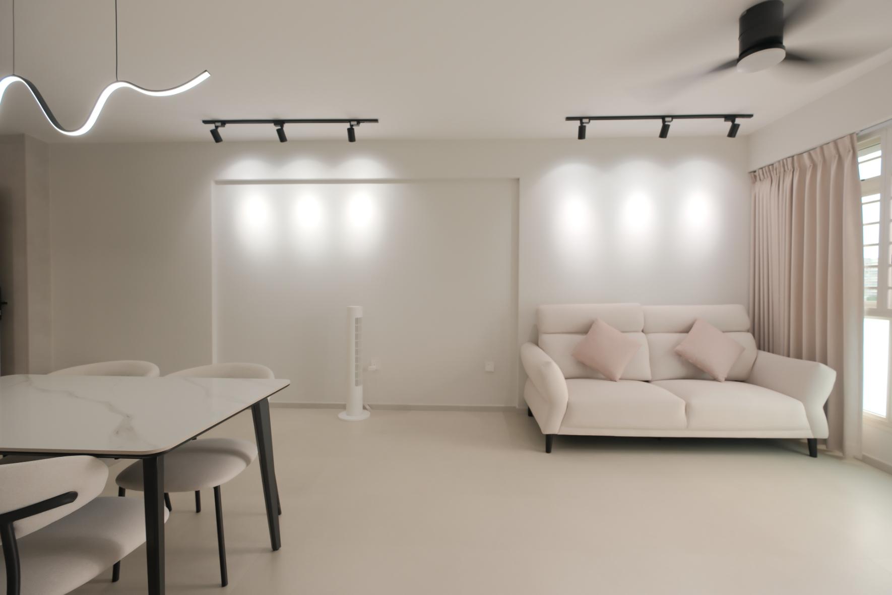 Minimalist Living Room with Vinyl Flooring and Sofa