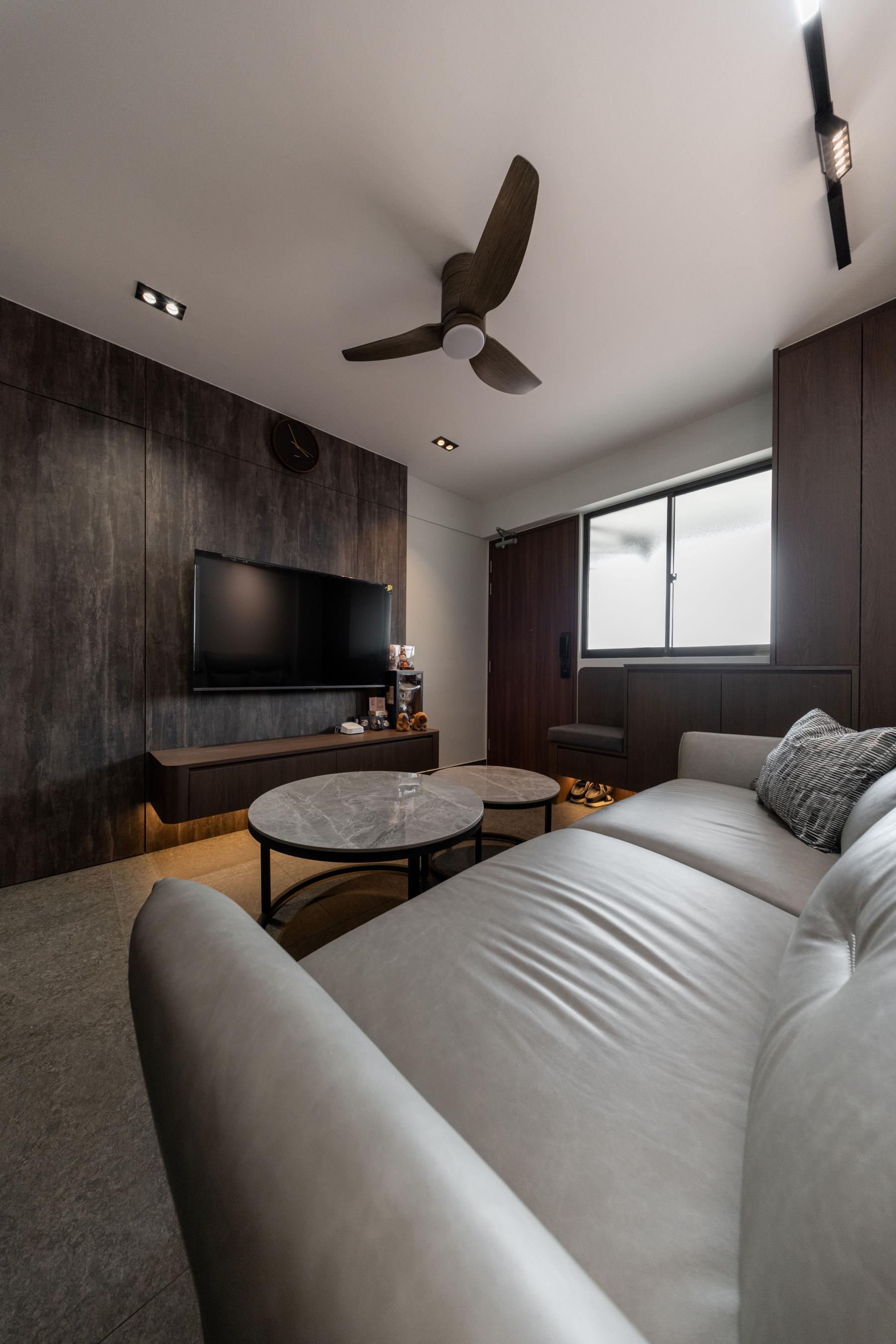 Scandinavian Living Room with TV Console and Sofa