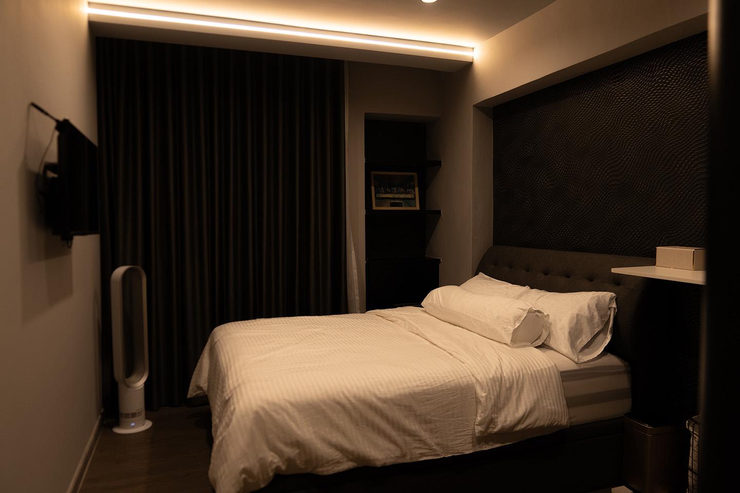Modern Bedroom with Parquet Floor and Wood Flooring