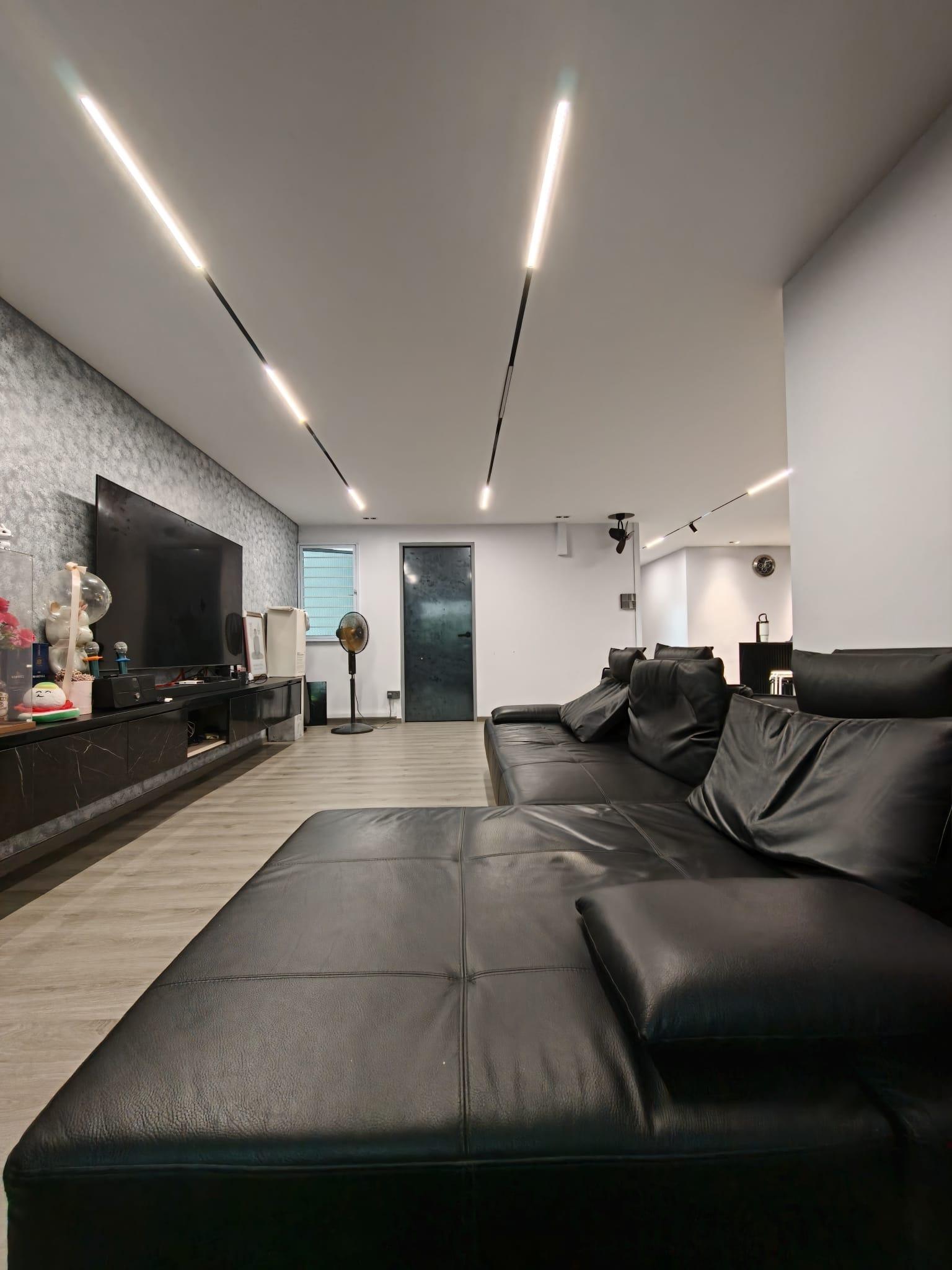 Contemporary Living Room with Vinyl Flooring and TV Console