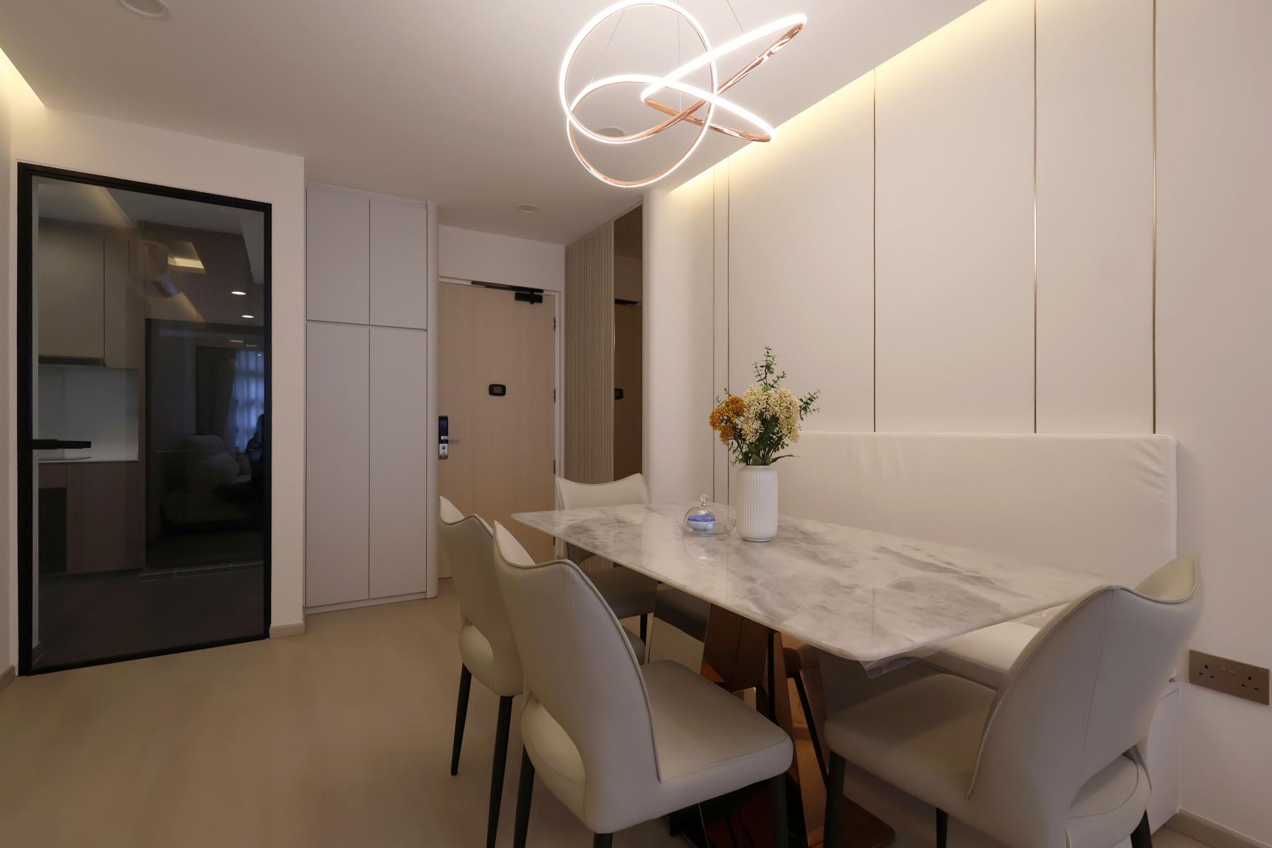 Modern Dining Room with Chandelier and Dining Table