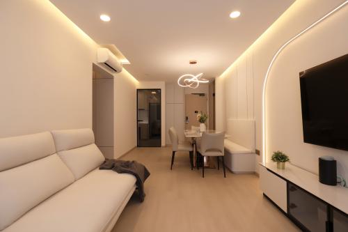 Modern Living Room at Resale 4 Room HDB @ Punggol Way