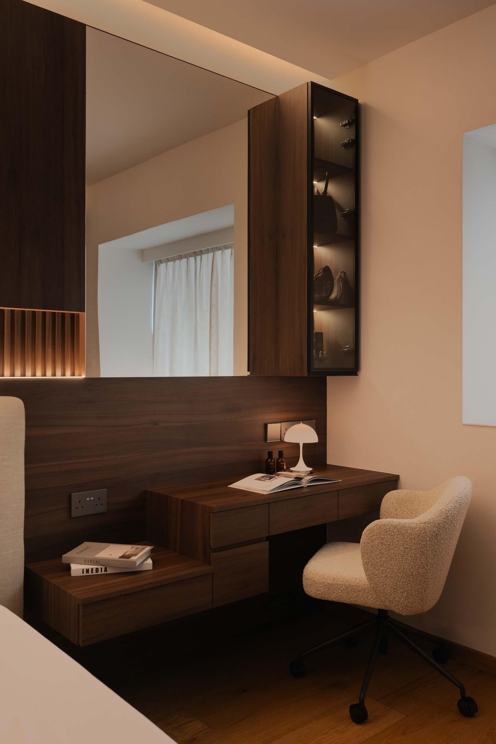 Modern Bedroom with Mirror and Vanity Counter