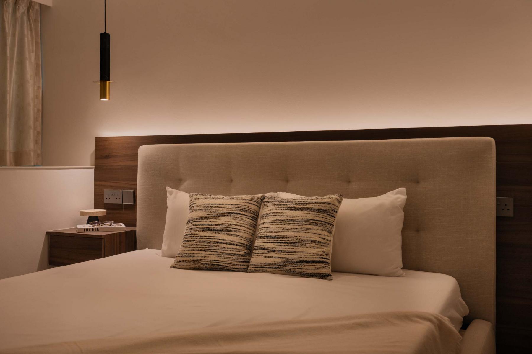 Modern Bedroom with Bedside Table and Queen Bed