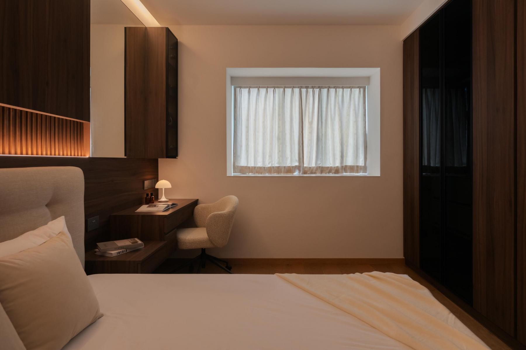 Modern Bedroom with Mirror and Wardrobe