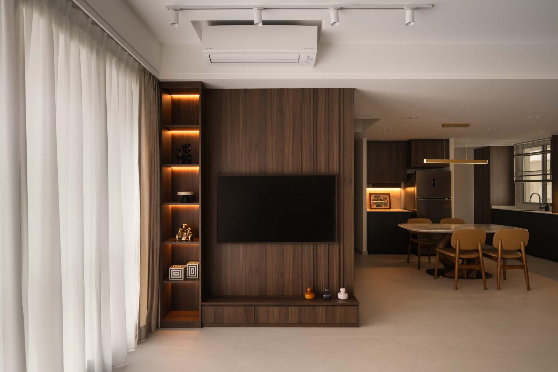 Modern Living Room with TV Console and Feature Wall