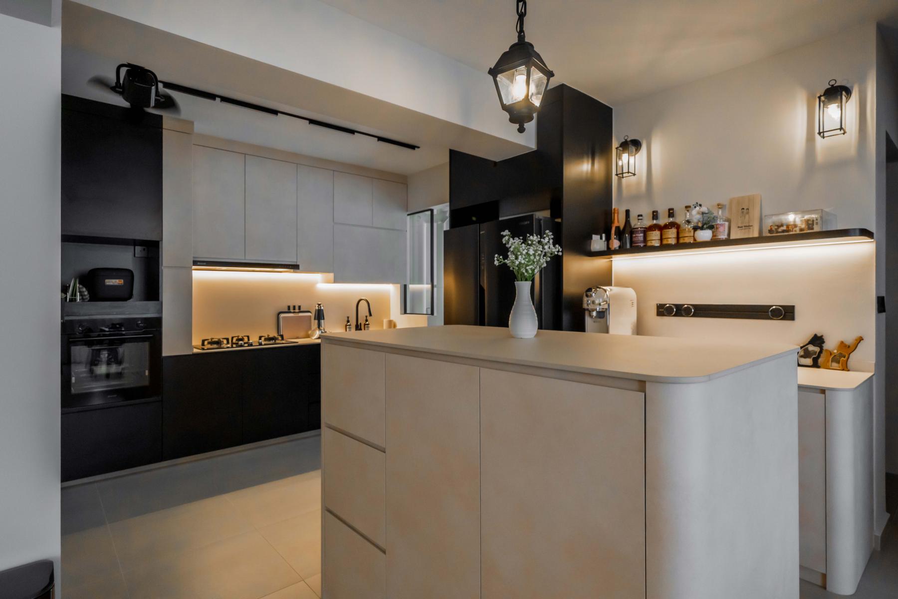 Contemporary Kitchen with Countertop and Kitchen Island