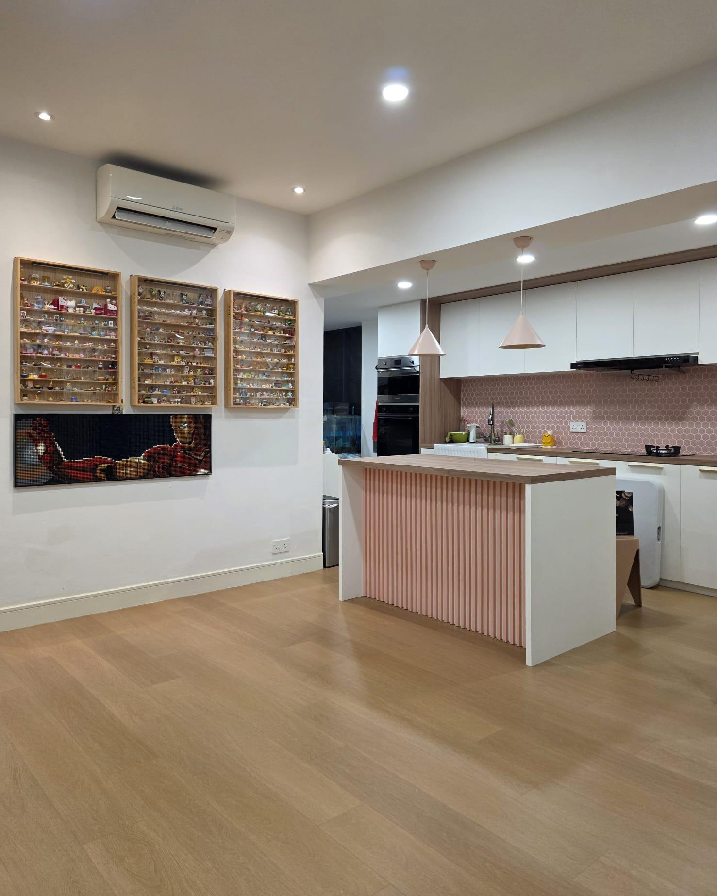 Scandinavian Kitchen with Countertop and Vinyl Flooring