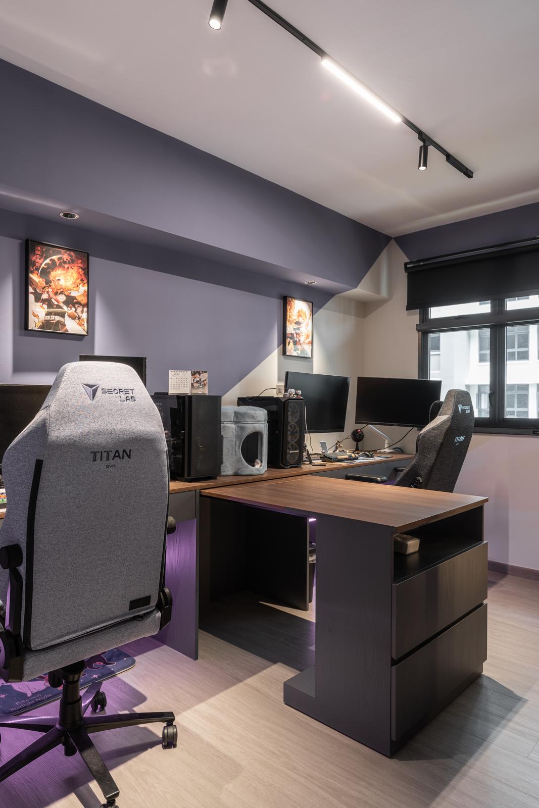 Contemporary Gaming Room with Settee and TV Console