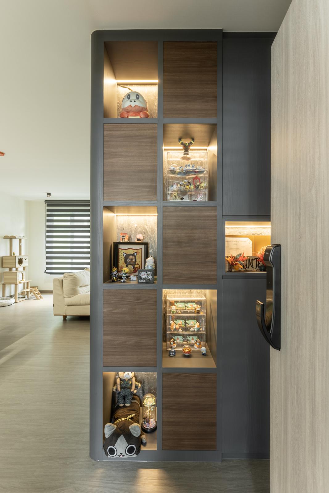 Contemporary Foyer with Artwork and Console Table